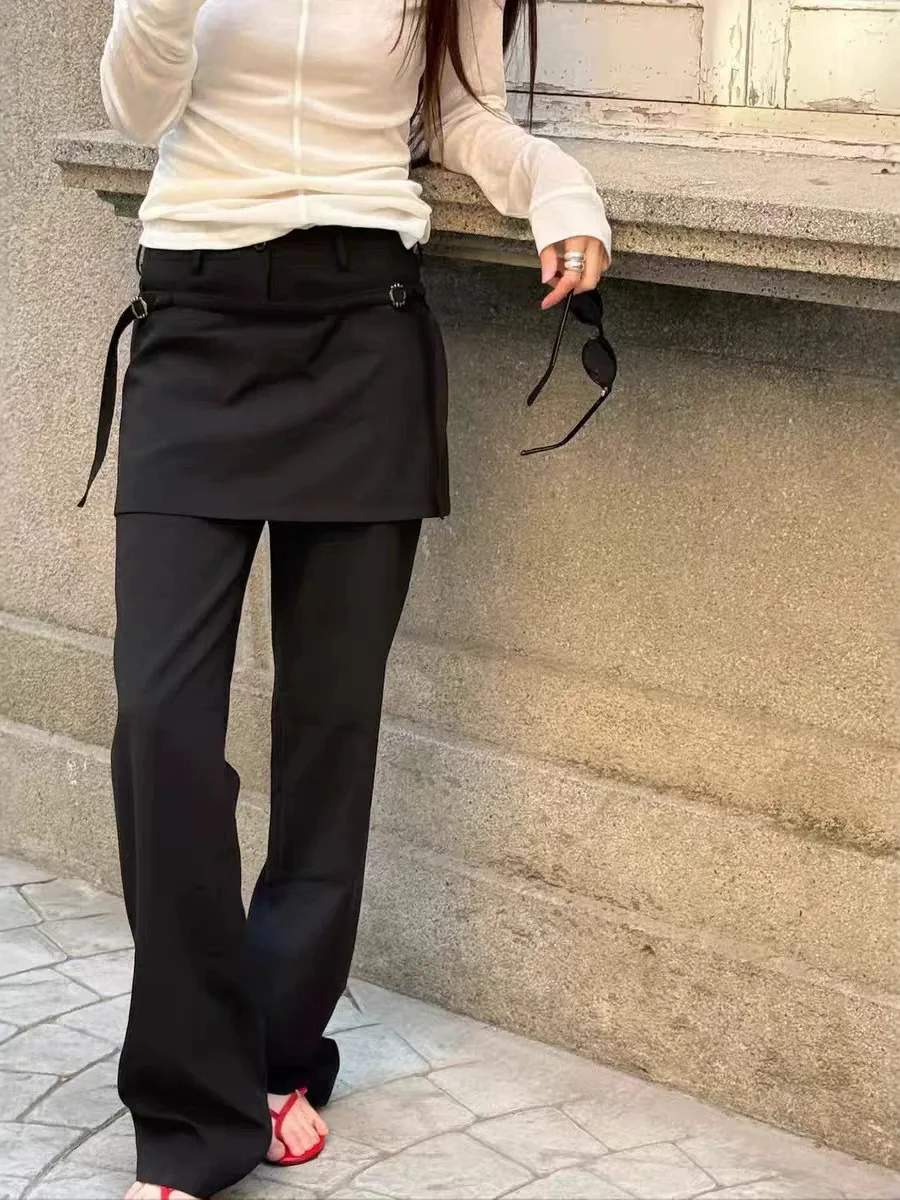 

Korean Style High Waist Casual Pants Women's Curtain Fake Two-Piece Summer New Arrival East Gate Korean Style Pants