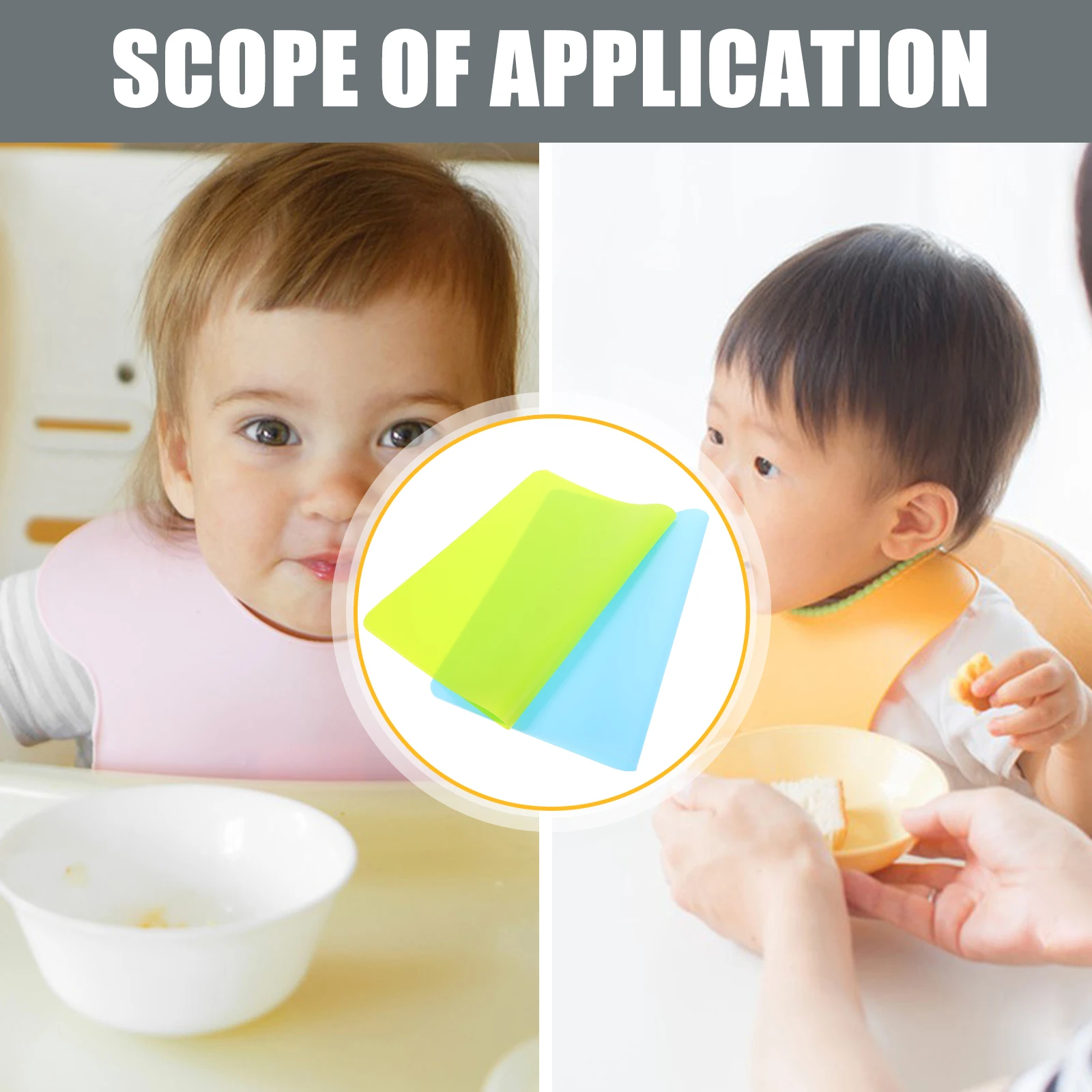 

2Pcs Silicone Placemats for Dishwasher Safe Non-Slip Surface Childrens Dining Mat Portable Reusable Placemat for