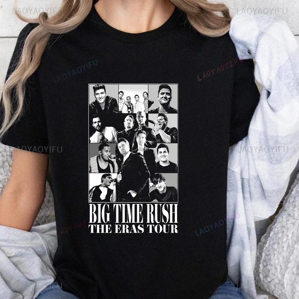 Stylish Casual BTR Band Printed T-shirt Top Big Time Rush Neutral Trend Harajuku Short Sleeve Unisex Shirt Pattern Large T-shirt