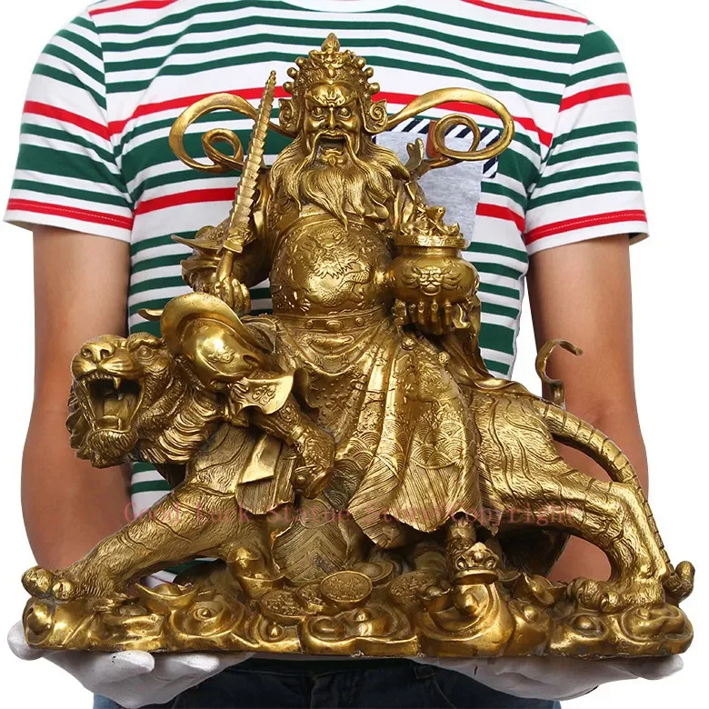 TOP GOOD office home house Talisman Protection # Money Drawing Martial the god of fortune Zhao Gongming Brass statue