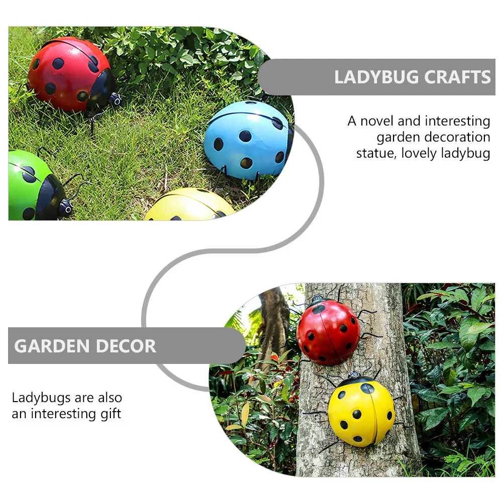 

1Pcs Large Simulation Ladybug Iron Made Garden Ornament Lively Lawn Decor for Backyard Patio Pond Brightening Home Outdoor