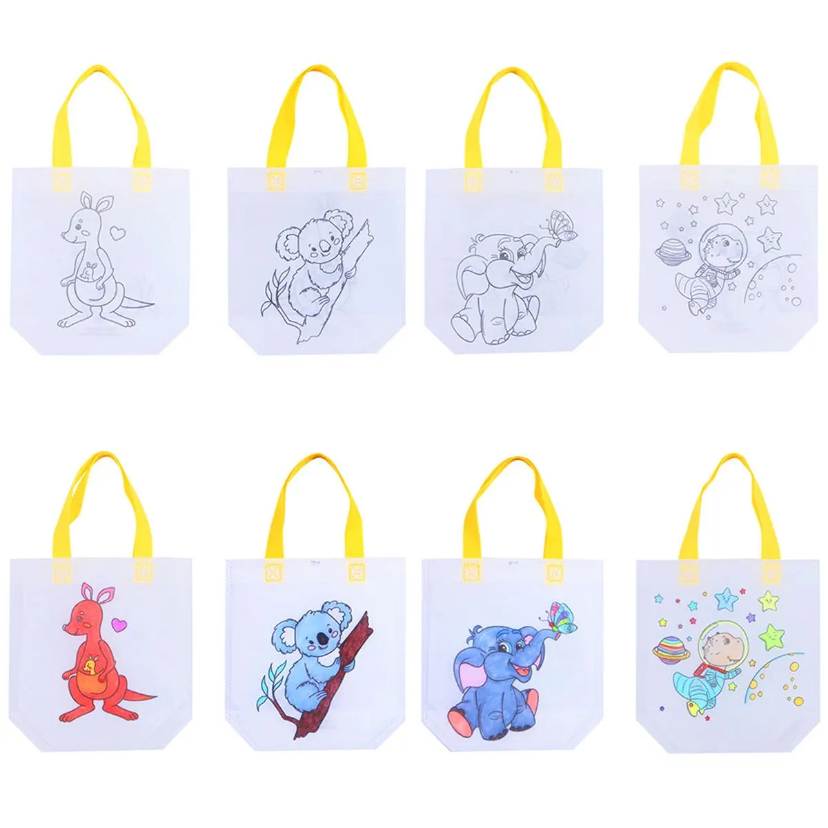 20 Stück Vlies-Graffiti-Taschen, doppelseitig, zum Selbermachen, zum Bemalen, Handtaschen für Schule, Klassenzimmer, Belohnungen, Ostern, Partygeschenke, Geschenktüten ZSY – Detail 5