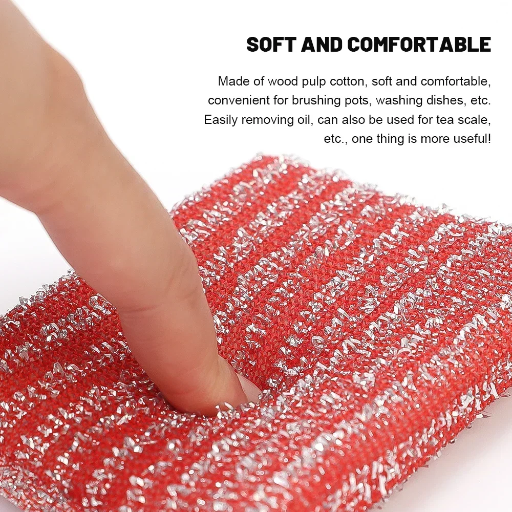 Lots Double Side Sponge Rags Steel Wire Non -oil Brush Reusable Cleaning Cloths Dishrag Dishcloth Household Kitchen Towels Wipes