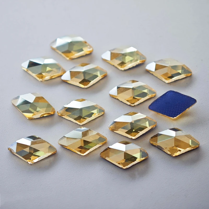 AWJJ Golden Champagne 100/500Pcs Mix Shape Glass Hotfix Crystal strass Flatback Stones artigianato fai da te Dress vestiti decorazioni