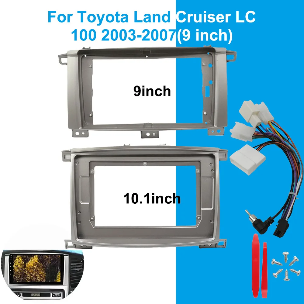 

For Toyota Land Cruiser LC 100 2003-2007 Android MP5 Player Frame 2 Din Head Unit Panel Stereo Dash Cover Trim Frame