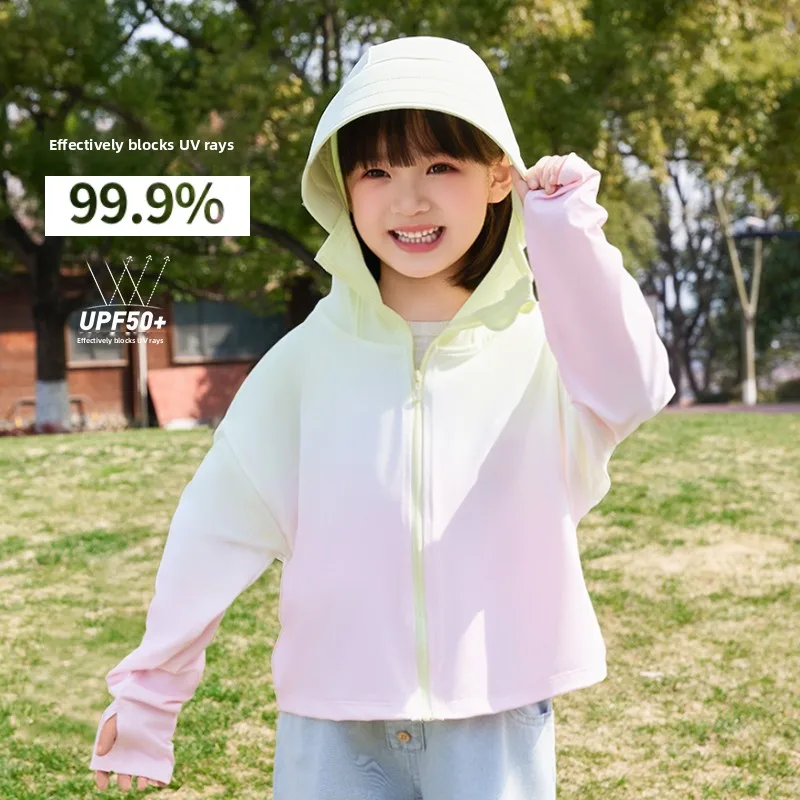 通気性のあるアイスシルク-uv-保護服薄くて軽い子供用夏用紫外線防止アウターウェア女の子と男の子用
