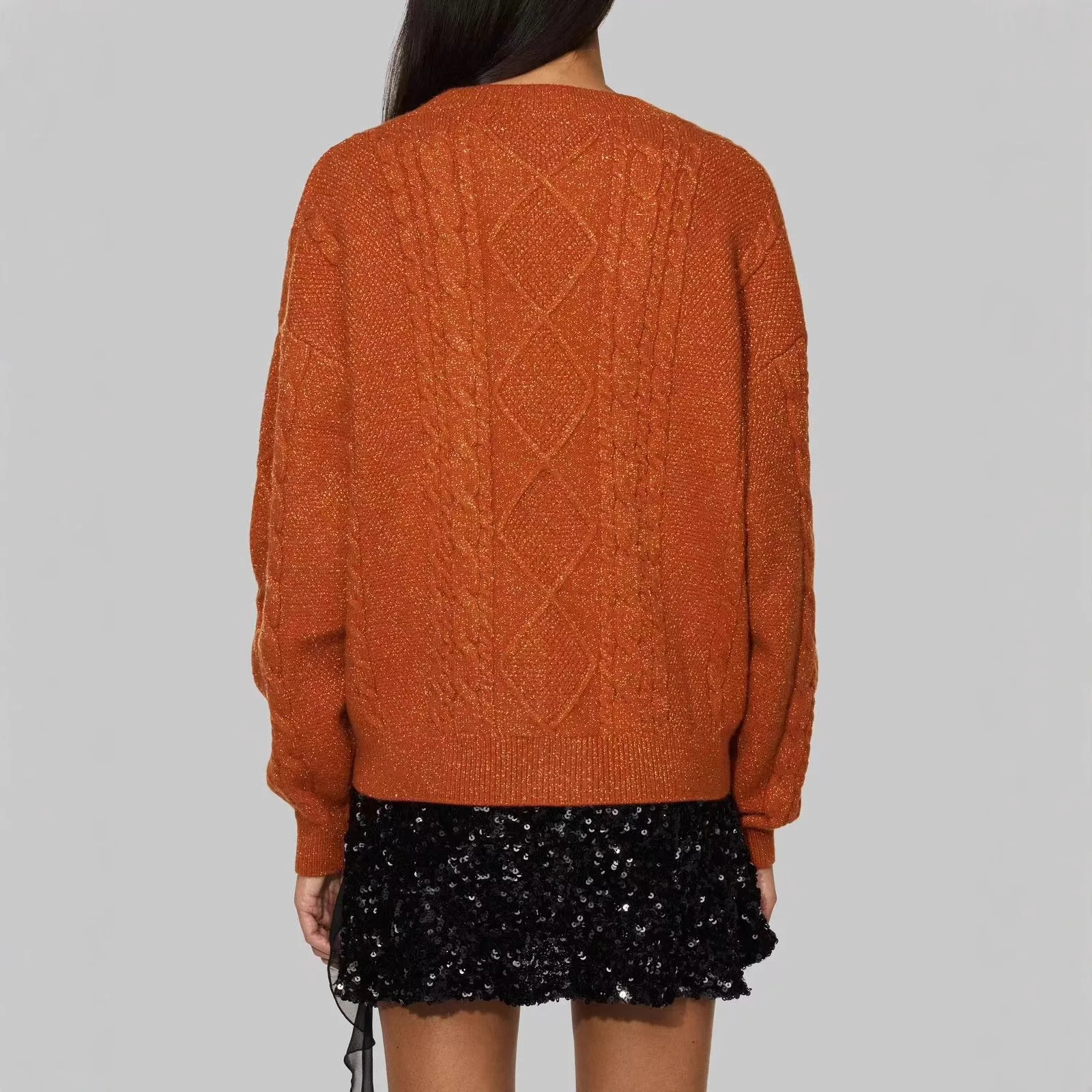 Cardigan tricoté en feuilles d'érable rouge pour femme et fille, col en v, simple boutonnage, Style Y2k, automne et hiver