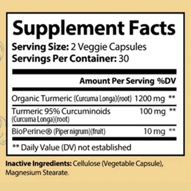Curcumin 1300mg, High Absorption Black Pepper Extract -95% Curcumin Joint Support Supplement