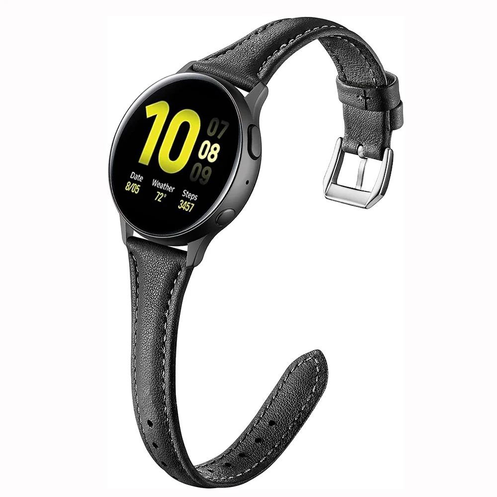 20mm slim Leather Band For Samsung Galaxy Watch 6 5 4 40 44mm Women Bracelet Wrist Strap Loop For 3 41mm Active 2 Galaxy 42mm