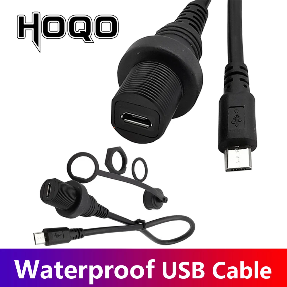 0.3m 1m Micro USB Waterproof Cable,Micro-USB 2.0 5pin IP67 Male to Female Panel Mount Water Proof Connector Extension Cord