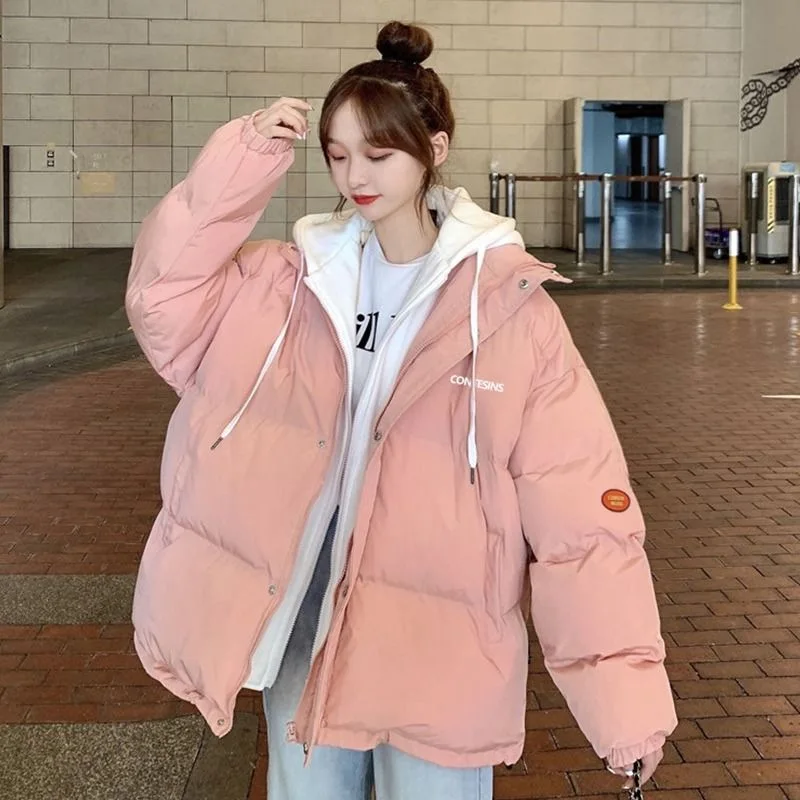 

Women's down Cotton Jaet Winter Thiened Loose INS Sle Bread Coat Korean Version Student Outerwear Knitted Fabric