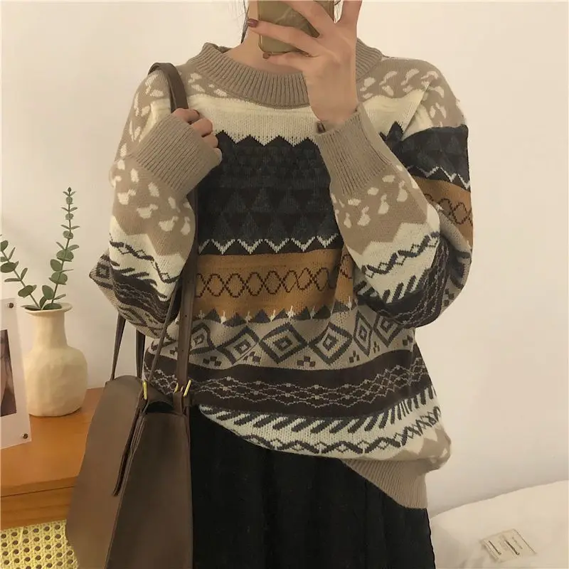 Retro Loose Sweater Women's Forest Style Hong Kong Style Versatile New Item Korean Version Instagram Trendy Student Outerwear