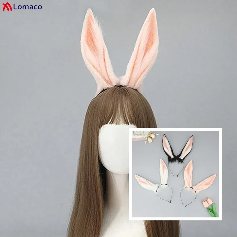 

Cute Girls Plush Rabbit Ears Headband Women Comic-Con Cosplay Props Animal Ears Headwear Simulation Bunny Ears Hairband