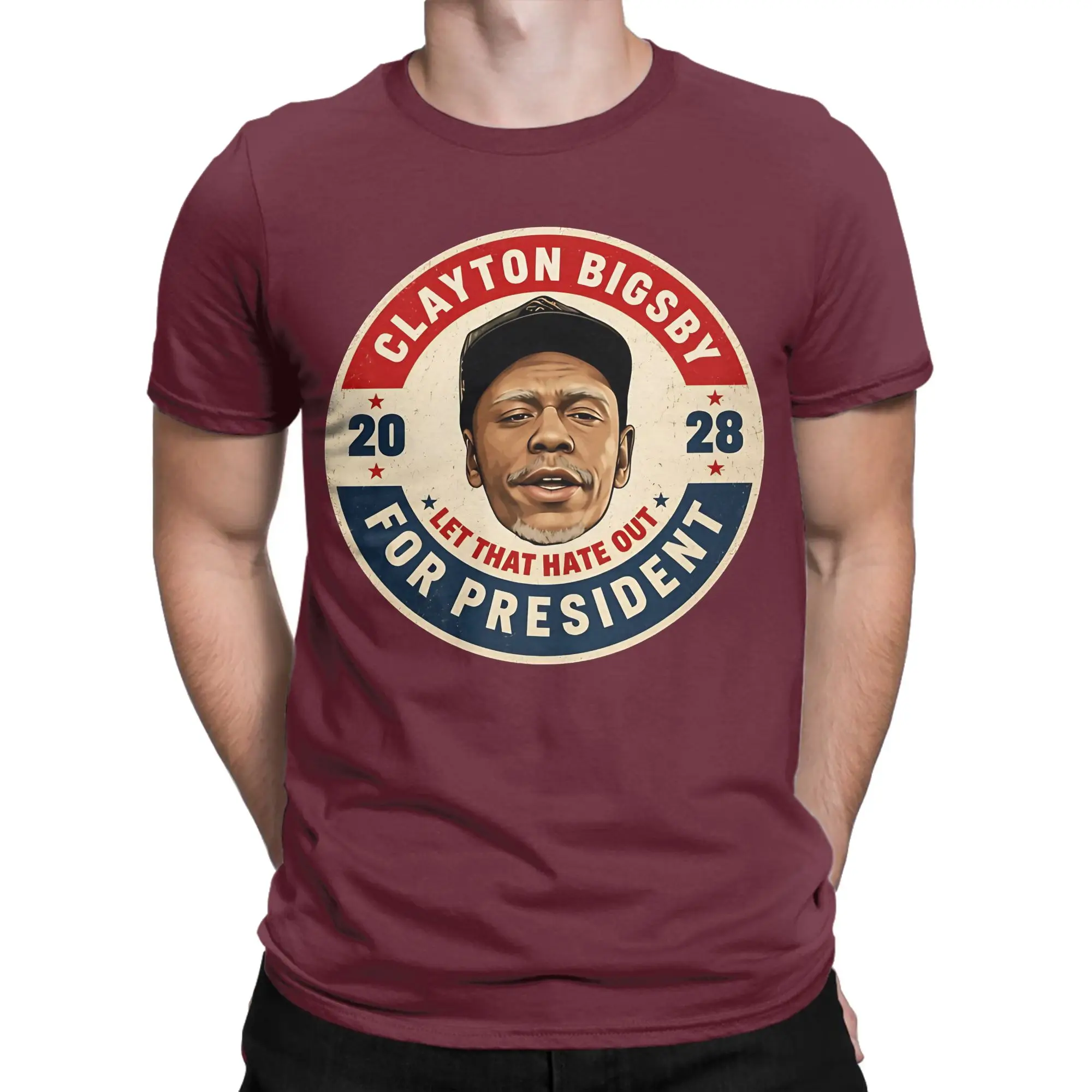 T-Shirts Clayton Bigsby 2028 For President  Creative 100% Cotton Tee Shirt Short Sleeve  T Shirts O Neck Clothing Plus Size