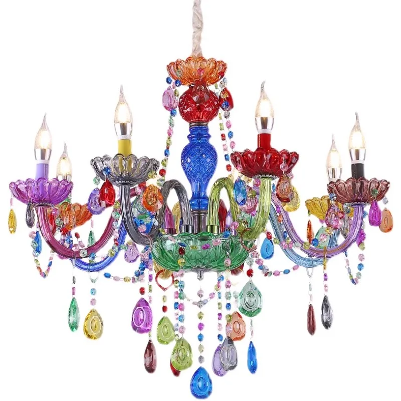 Modern Colorful Crystal Chandelier,Home Decorative D69cm H55cm Living Room Bedroom Dining Room Girl Children\'s Room Chandelier