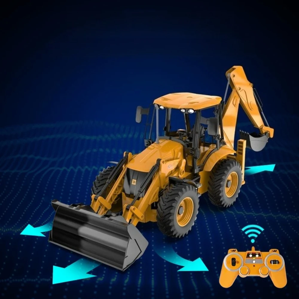 1/20 Remote Control Excavator Loader Dual-Head Multi-functional Engineering Excavator Electric Toy Simulation Excavator for Boys