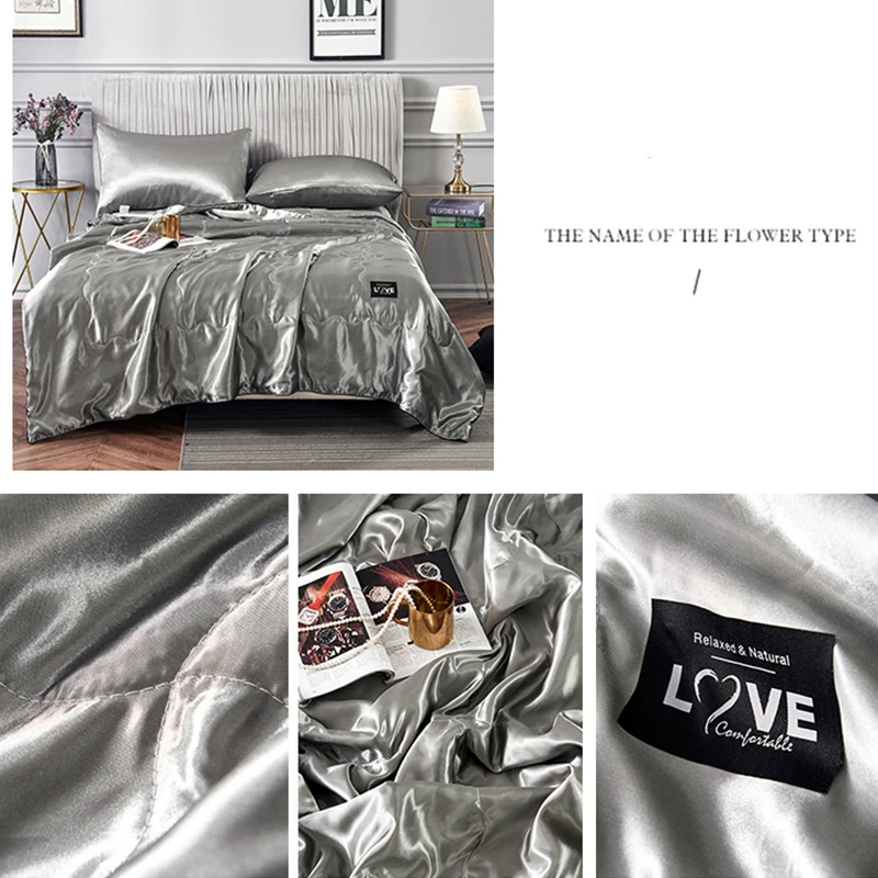 Luxury Summer Cool Quilt Ice Silk Air-Conditioning Quilt Single Double Thin Blanket Bedding Queen Size Comforters Blanket Stitch