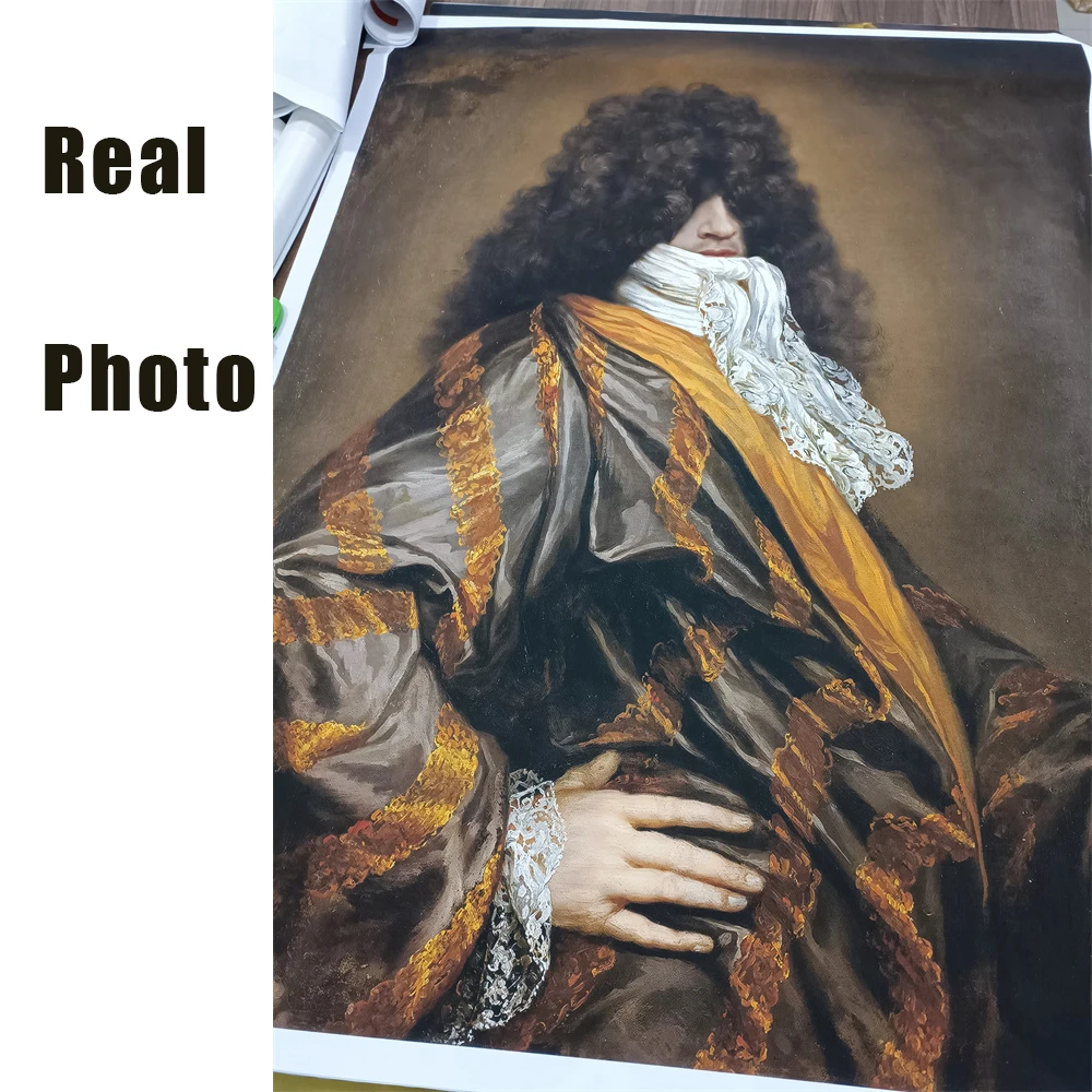 Funny Vintage Altered Art Poster Women Portrait Prints Portrait of Louis XIV Oil Painting Canvas Painting Wall Art Room Decor