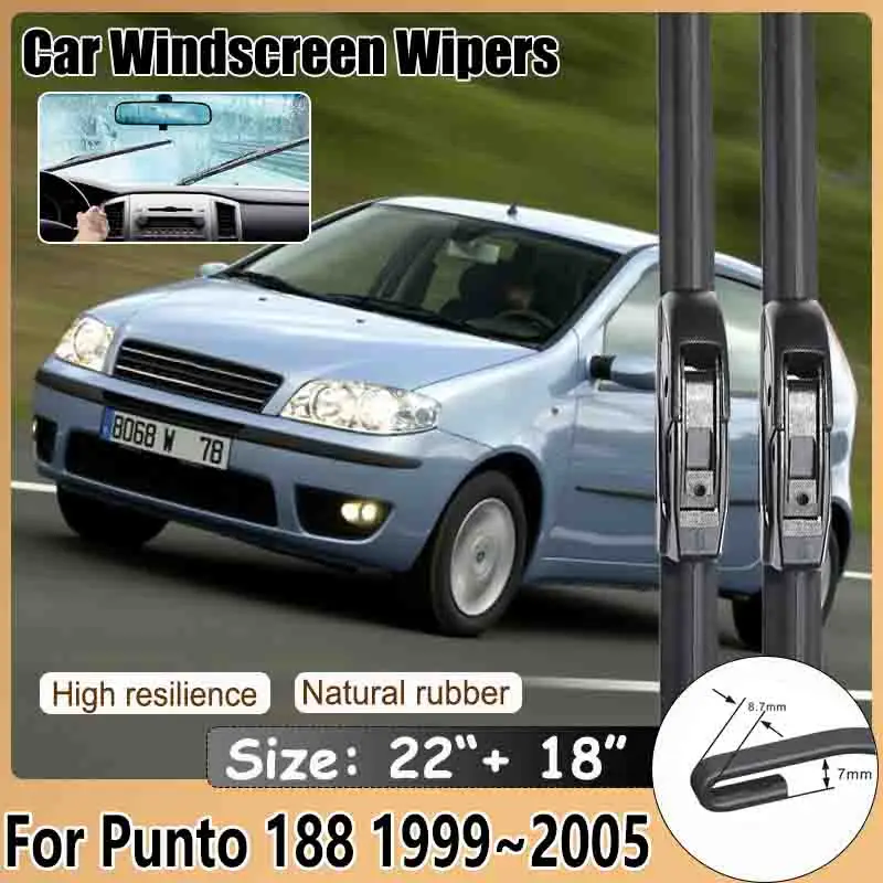 

For Fiat Punto 188 Classic 1999 2000~2005 Front Wiper Blade Window Windshield Windscreen Cleaning Brushes Washer Car Accessories