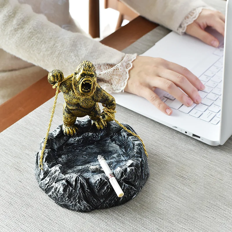 Modern Creative Gorilla Ashtray Anti-fly Ash Office Trend Ornaments Living Room Decoration Accessories To Send Boyfriend Gifts