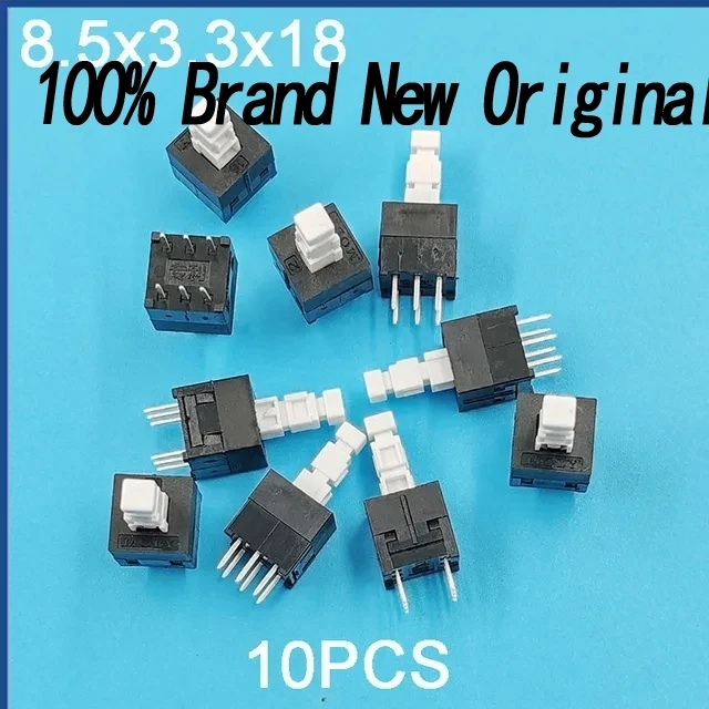 20PCS 8.5x8.5x18mm Push Button Switch with Lock Double-row Square Head 3.3x3.3mm Handle Height 10mm Total Height 18MM