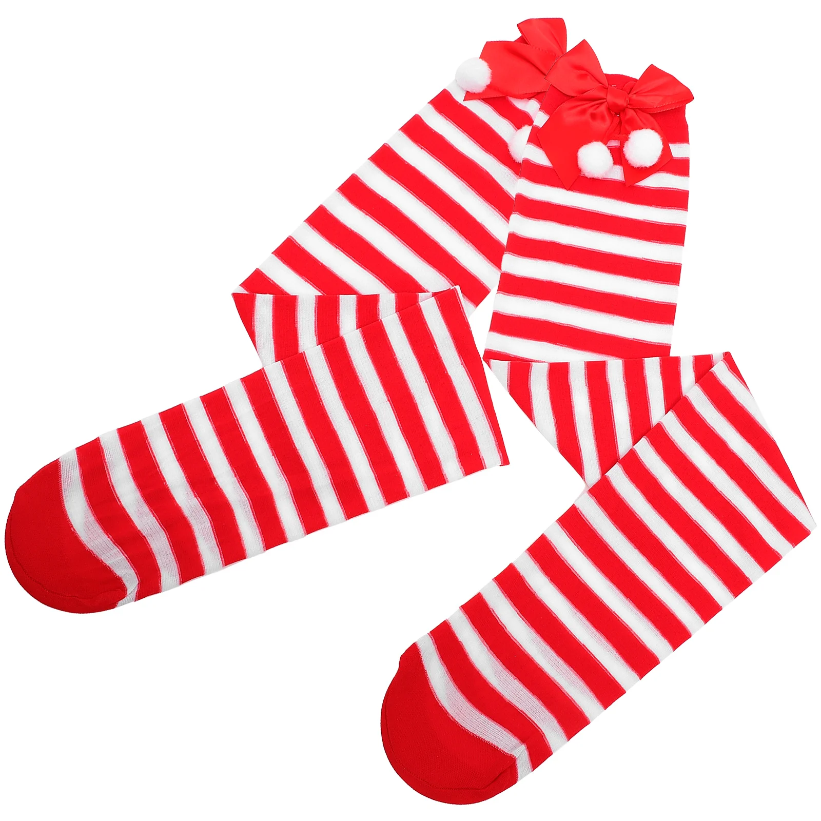 Christmas Stockings Supplies Knee Socks Warm Festival Polyester Sweet for Party