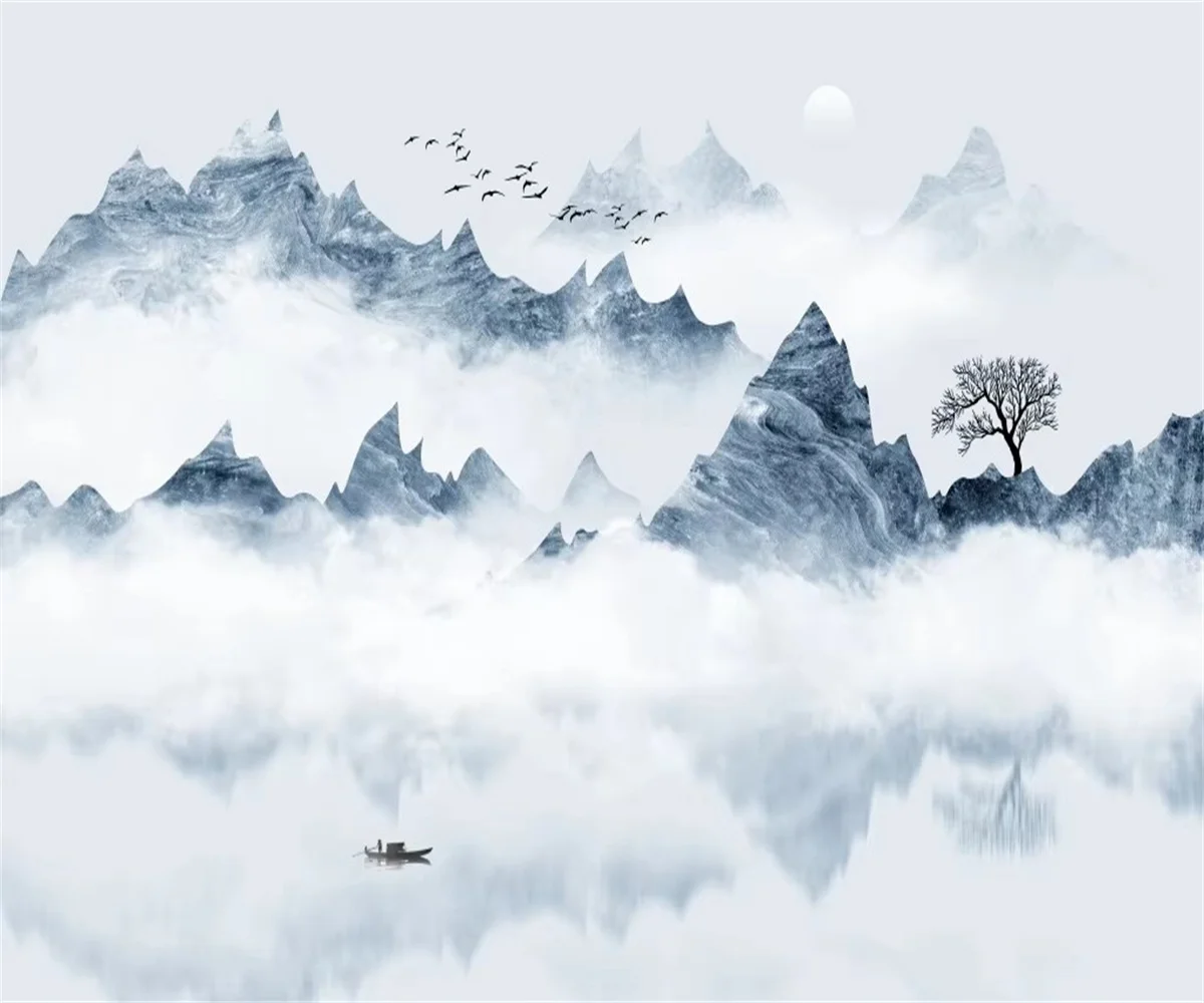 Custom Mural Classic Ink Painting Landscape TV Background Wallpaper Decorative Paper Customizable Home Decor Landscape mural