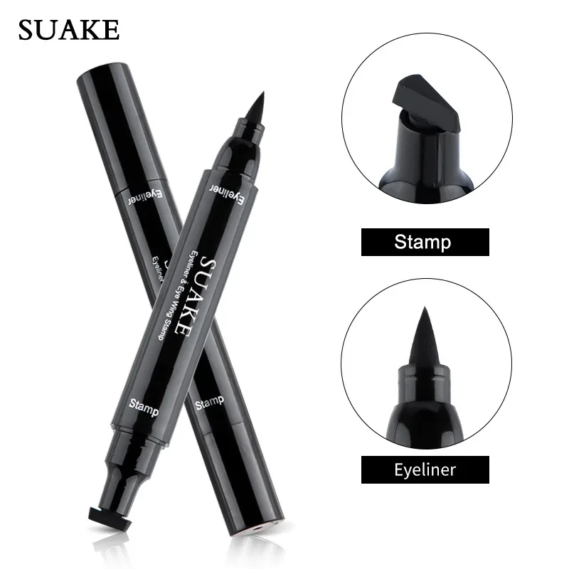 2 In1 Stamp Liquid Eyeliner Pencil Water Proof Fast Dry Double-ended Black Seal Eye Liner Pen Make Up per cosmetici da donna