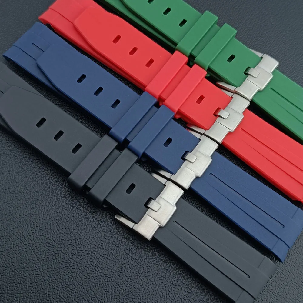 20mm black/white rubber strap accessories, stainless steel buckle watch accessories, tool suitable for GMT watch case strap