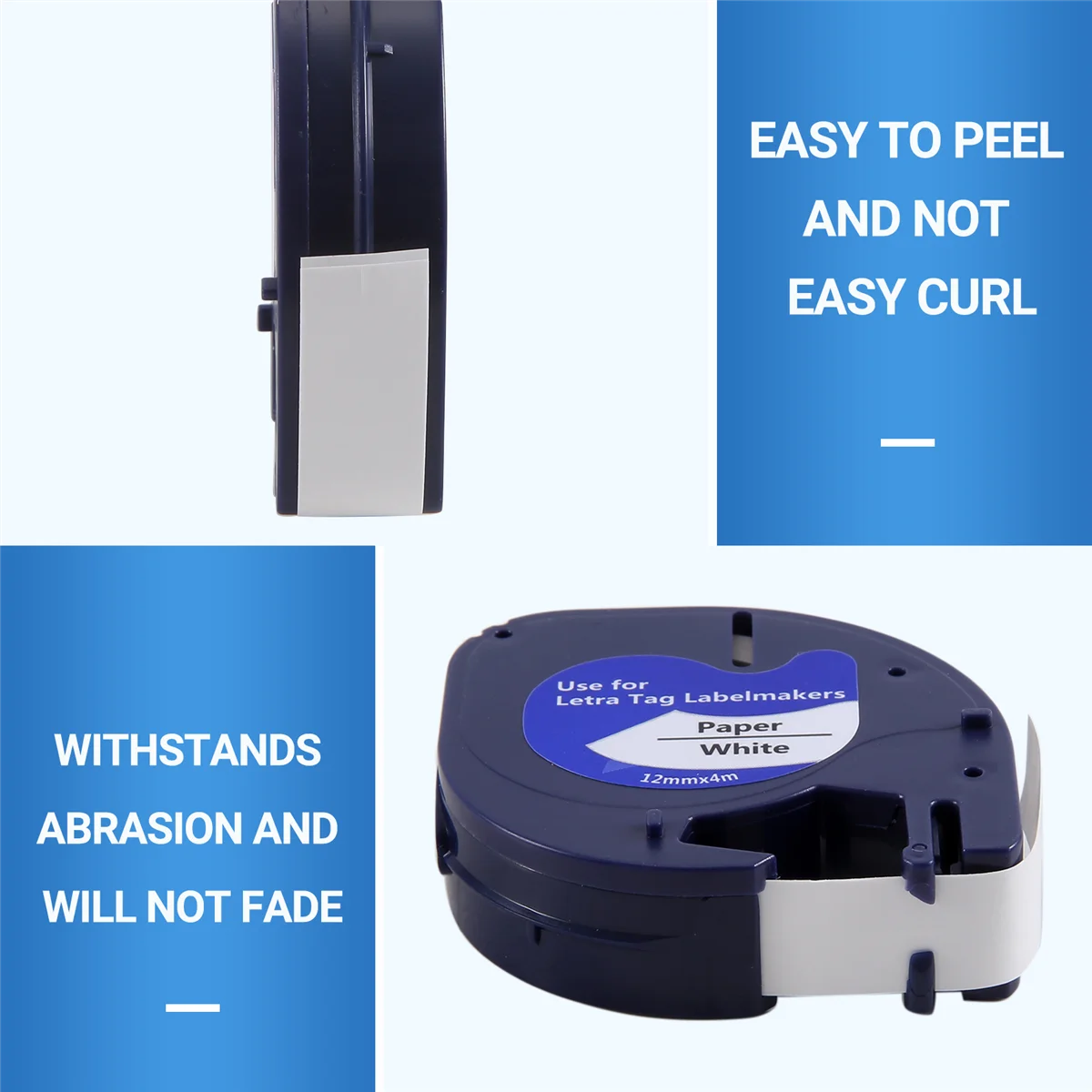 10 stuks Label Maker Vullingen voor Dymo Letratag Vullingen 12mm x 4M Wit Plastic Label Tape voor Letra Tag Plus LT Label Maker Z