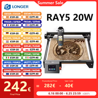 LONGER RAY5 20W Laser Engraver Touch Screen 32-bit Chipset WIFI 0.08*0.1mm Laser Spot Engraving Cutting Machine Area 375*375mm