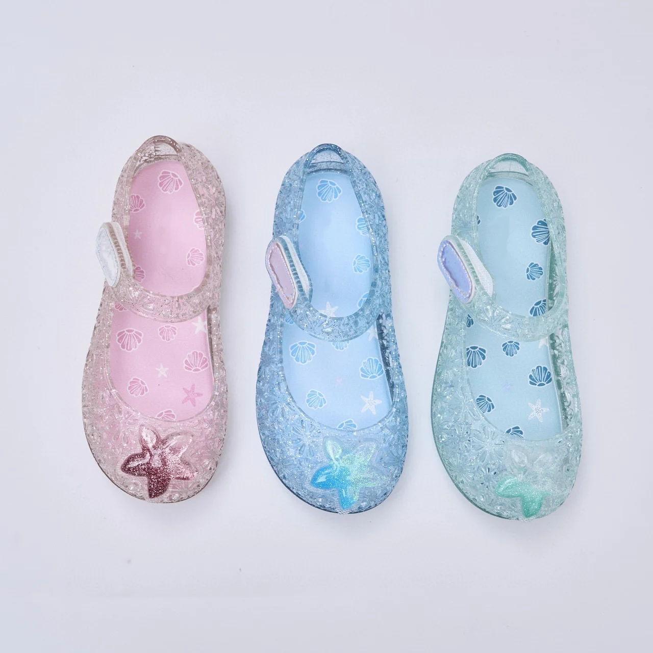 Brazil Brand New Children's Shell Jelly Shoes Kids Ballet Starfish Beaach Shoes Princess Summer Soft Sole Crystal Sandal HMI213