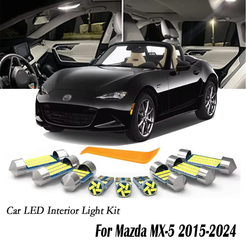 6Pcs For Mazda MX-5 MX5 Miata 2015 2016 2017 2018 2019 2020 2021 2022 2023 2024 LED Interior Light Plate Bulb Kit Accessories