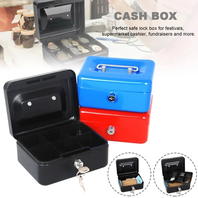 Mini Key Safe Money Box Portable Steel Piggy Bank Sturdy Lockable Coin Box Adult Kids Piggy Bank Home Store Safety Suitcase