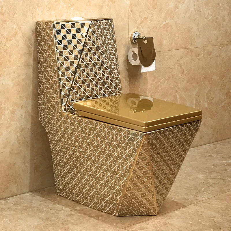 Customized Thailand Export Tuhao Gold Toilet Color Gold Siphon Flush Toilet Deodorant Gold Sit Toilet Electric Gold Plated