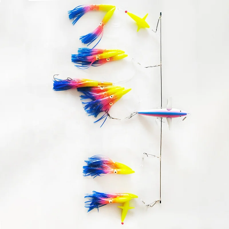 18pcs adjustable octopus squid skirt lure set, 9 inch 180 trolling bait made of durable PVC and ABS material