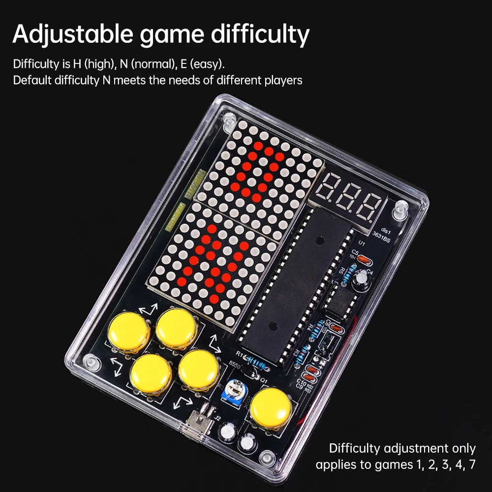Voice version 7 pixel game console electronic DIY kits Muyu handheld 51 single-chip computer DIY welding practice parts USB