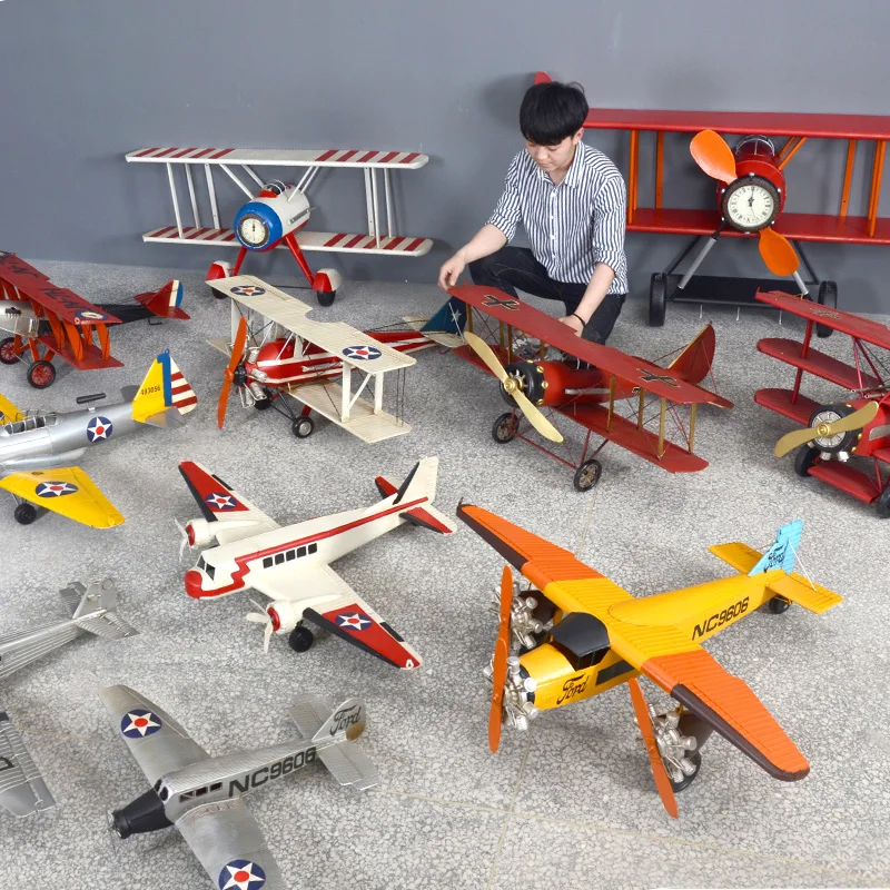 Large mechanical style kid airplane toy gift interior decoration and accessories for infant school decor and pre-school decor