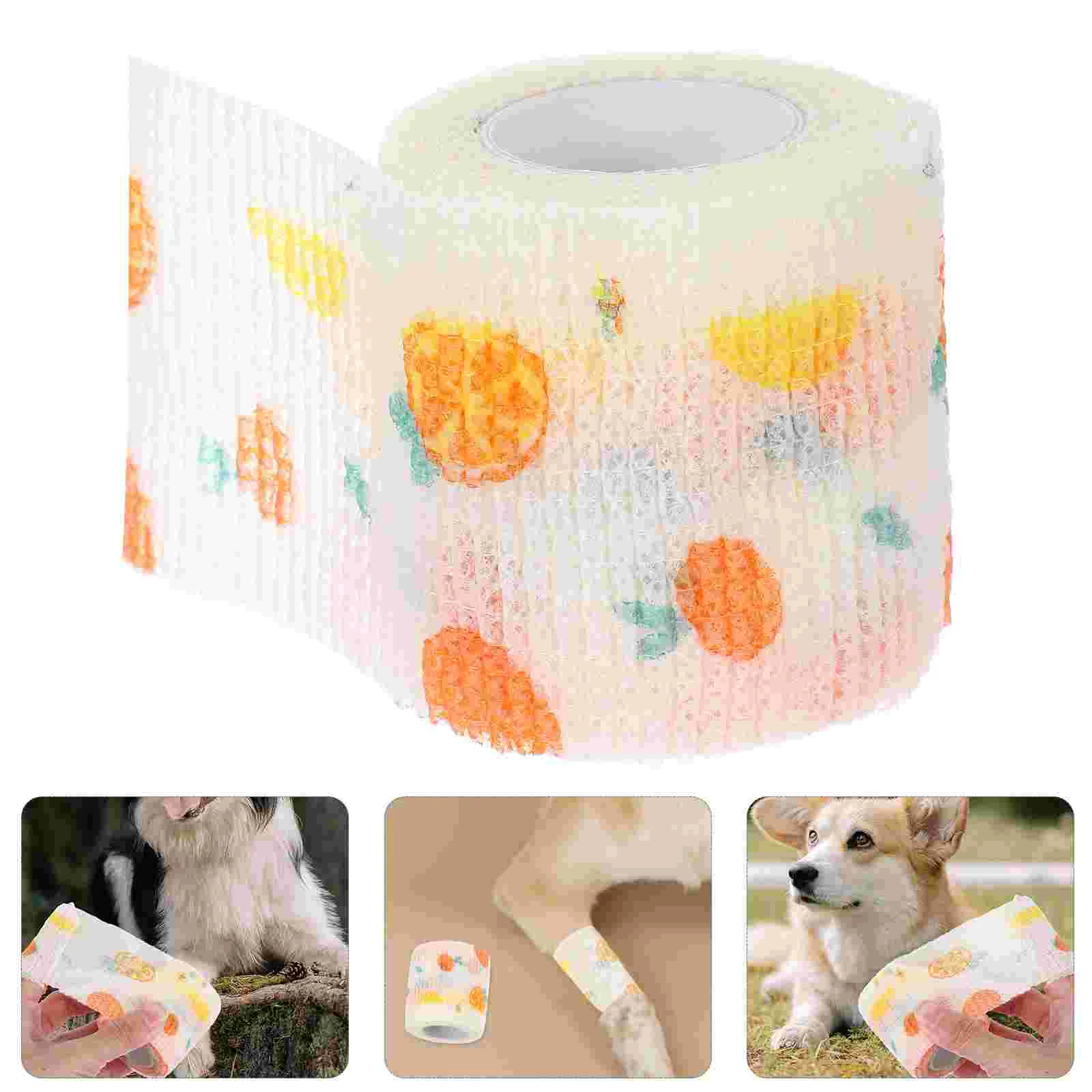 Pet Self Adherent Bandage Wrap Fruit Pattern Non-Woven Tape Bandage Wrap Cat Bandage Wrap Animal Tape for Dog Legs Paws Wounds