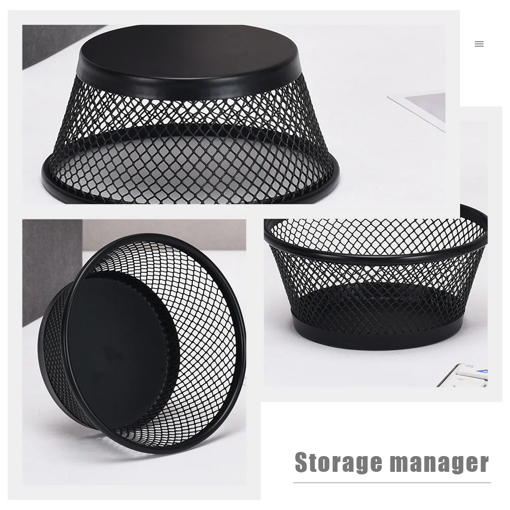 2 Pcs Stackable Desktop Paper Clip Storage Bucket Binder Clips Push Pin Wrought Iron Multi-functional Dispenser