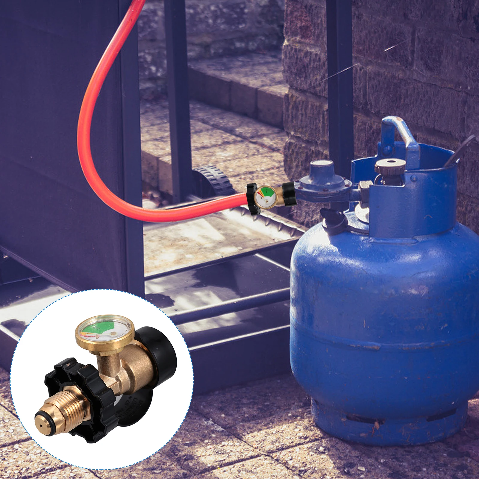 

Brass Propane Tank Adapter with Gauge Gas Refill Converter for Outdoor Grill Smoker Camping Stove Lantern Gas Tank Connector