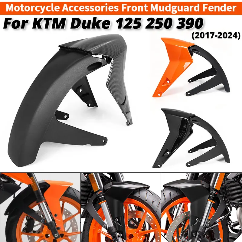 Carbon Look Moto Front Wheel Hugger Fender Mudguard Mud Splash Guard For KTM Duke 125 250 390 Duke390 Duke250 Duke120 2017-2024
