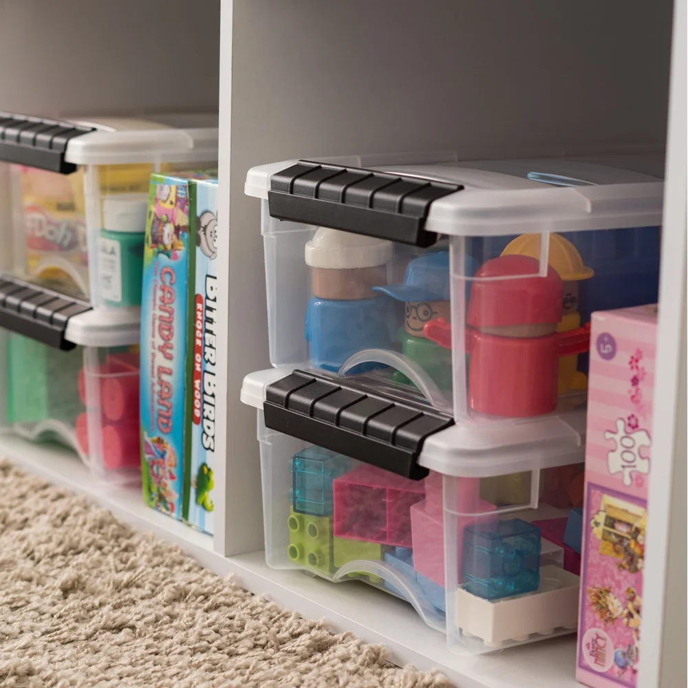 صندوق تخزين معياري شفاف 5QT مع مقبض وإبزيم ومزالج قابلة للتكديس وتنظيم مستلزمات الحرف اليدوية في غرفة النوم والأدوات المكتبية #5