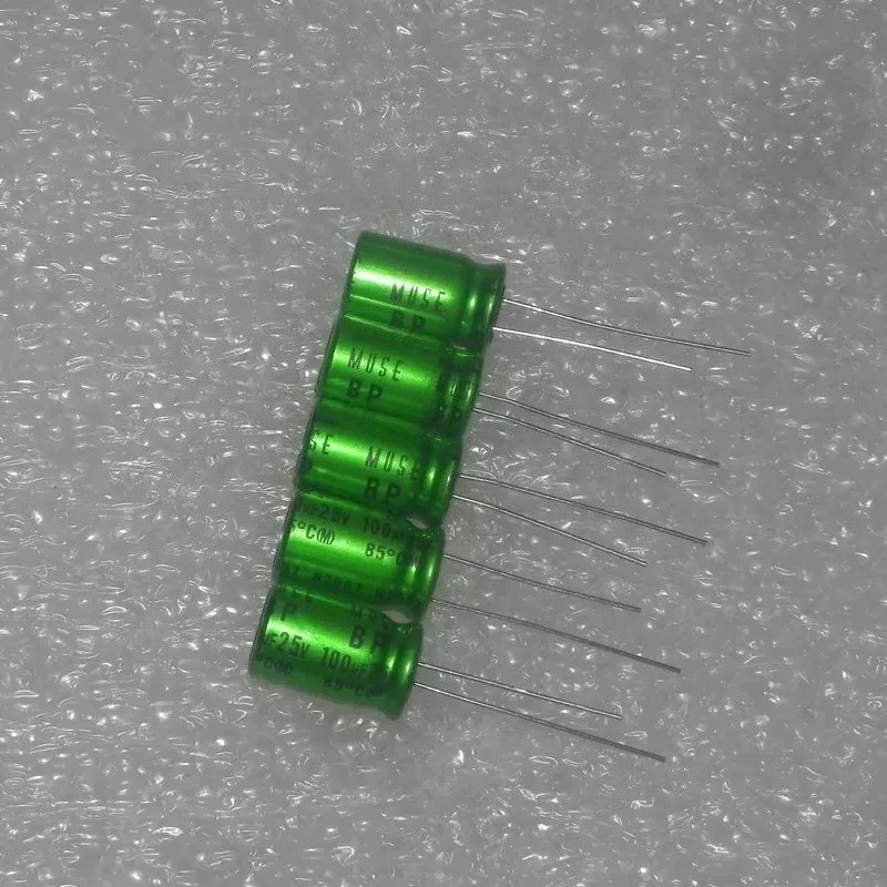20pcs Nippon nichicon for nikon muse BP 25V100UF copper foot green robe stepless audio capacitor