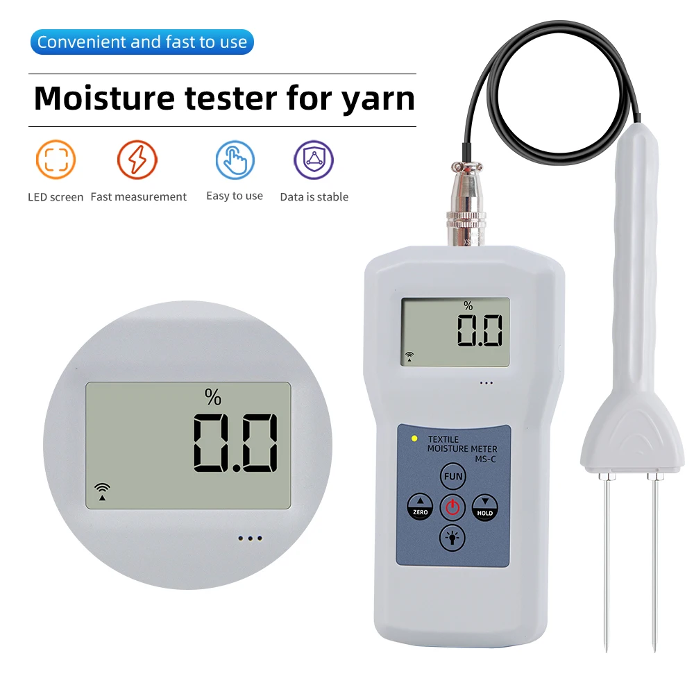 

Digital Yarn Moisture Meter Wool Silk Woollen Textile Materials Humidity Tester LCD Display Professional Cotton Hygrometer