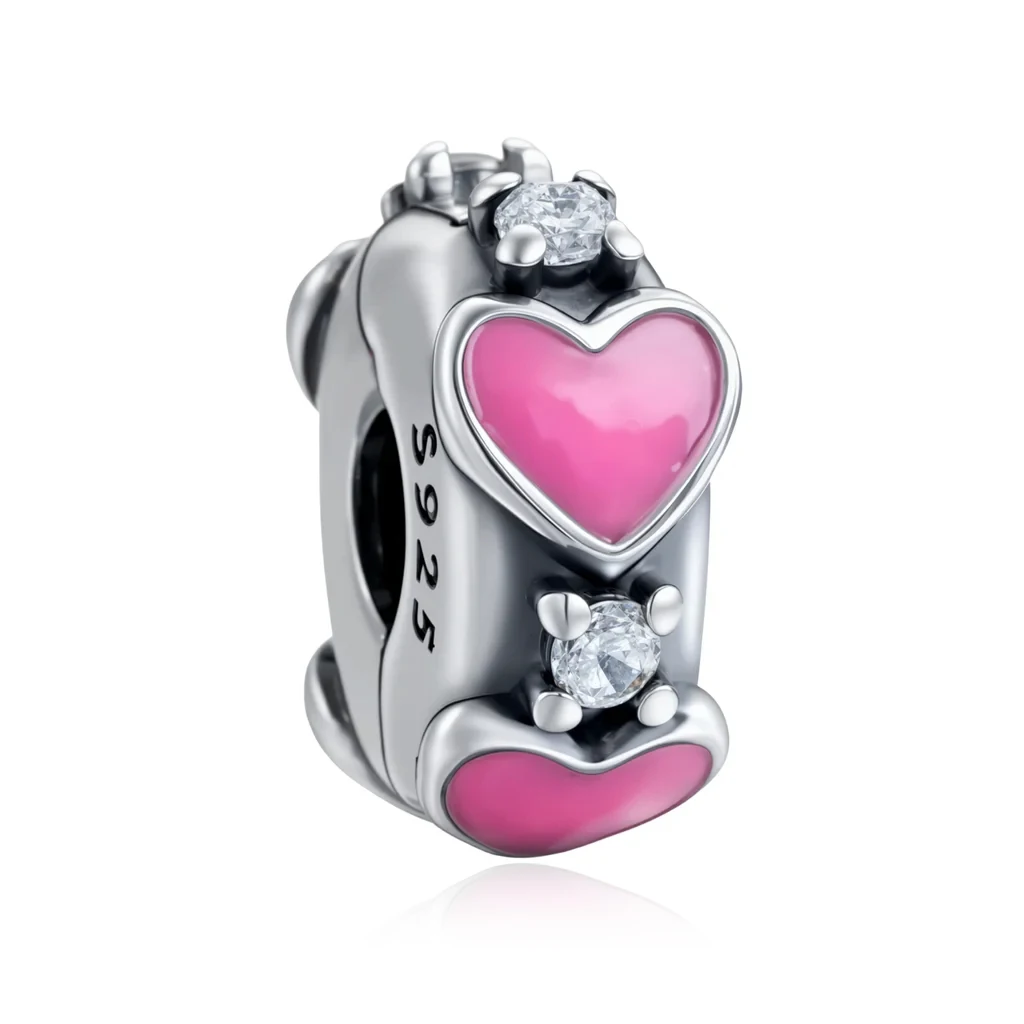 925 Sterling Silber 2026 Neu Original Rosa Herz Positionierungsverschluss Isolationsperlen DIY Charms Armband Zubehör Überraschung