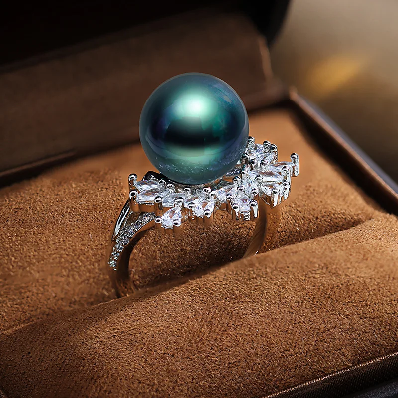French Delicate Opening Purple Pearl Ring For Women 925 Silver Temperament Zircon Jewelry Ring Wedding Party Bridal Gift