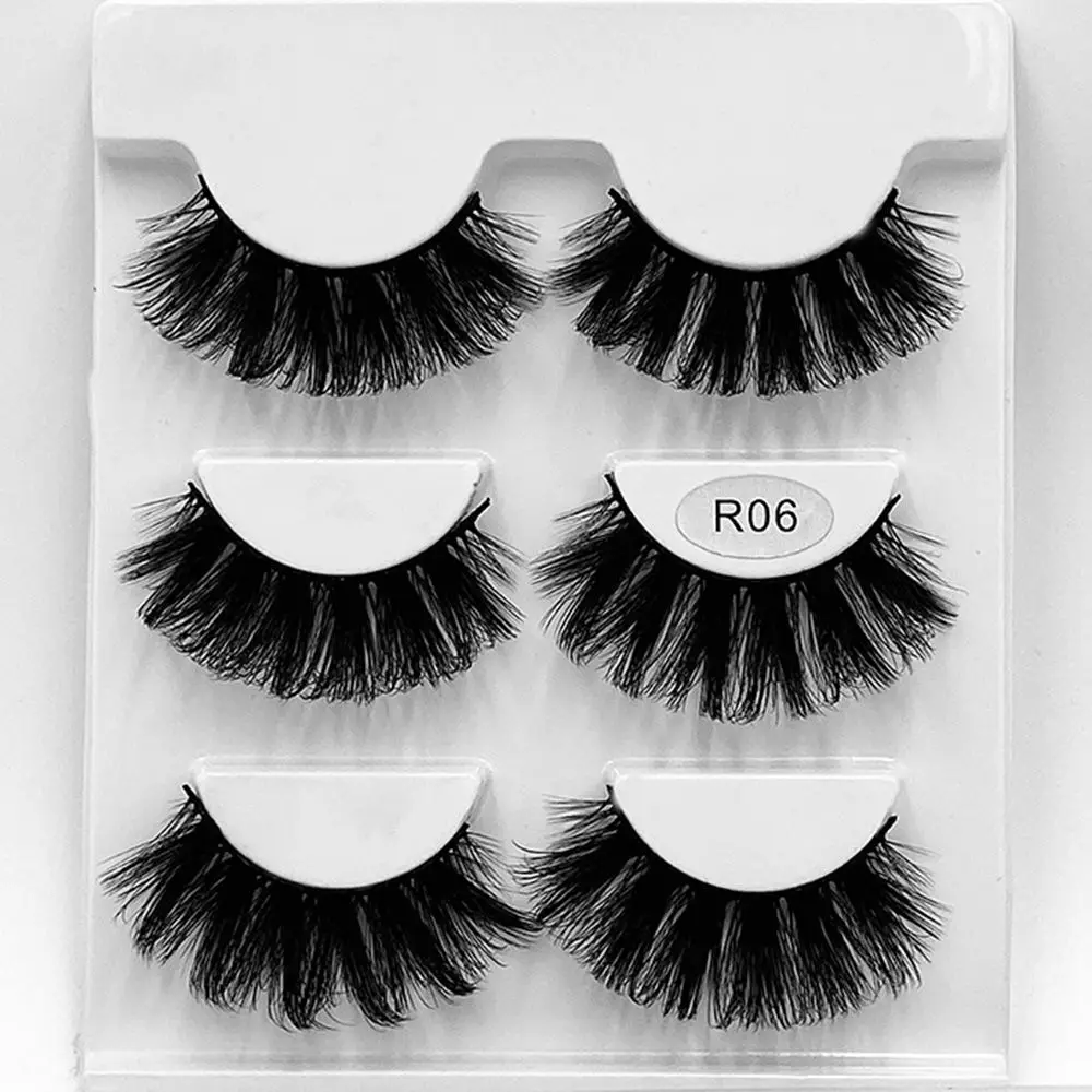 SKONHED 3 paires d'outils de maquillage pour les yeux, cils longs et naturels, 100% sans cruauté, cils en vison 3D, faux cils moelleux de 20mm