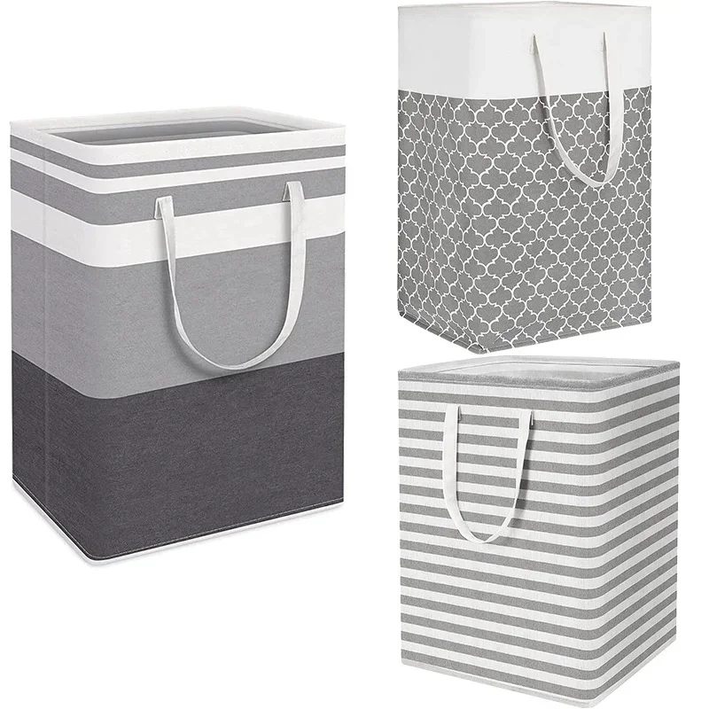 

1pc Grey Large Capacity Waterproof Cotton Linen Dirty Clothes Basket Simplified Clothes Sundrie Storage Box Foldable Storage Bag