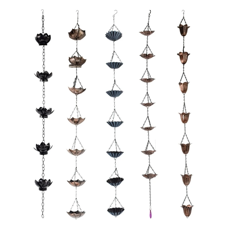 

Elegant Iron Flower Rain Chain Rusts Proof for Garden Decor & Friendly Water Drainage System Enhances Outdoor Space D2RD